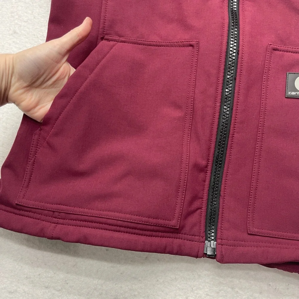 Carhartt Vest Women XL Burgundy WV002 BRG Softshell Fleece‎ Lined Work Gorpcore